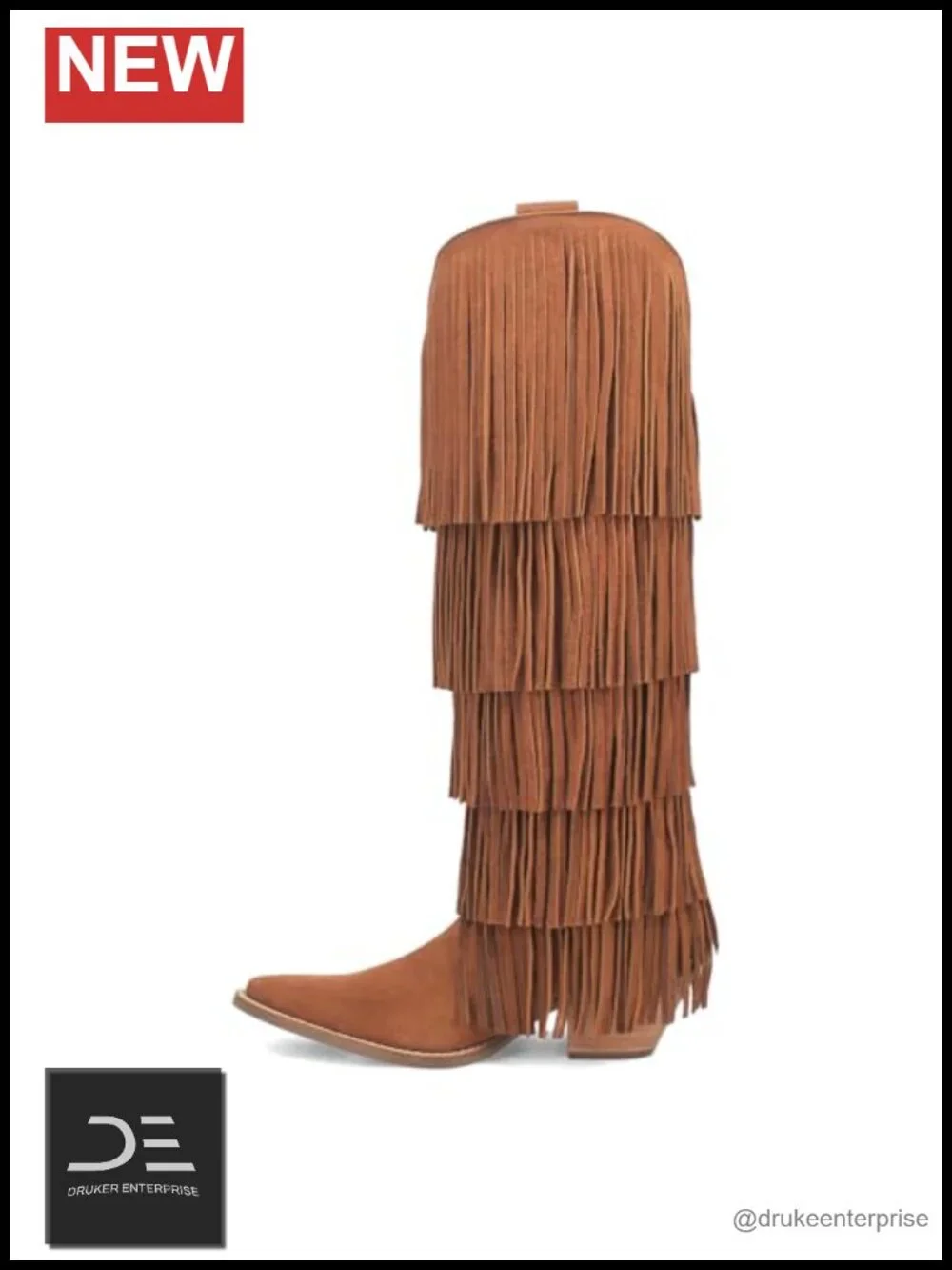 Dingo Womens Wild Child Fringe Suede Pull On Knee High Block Heel Boots